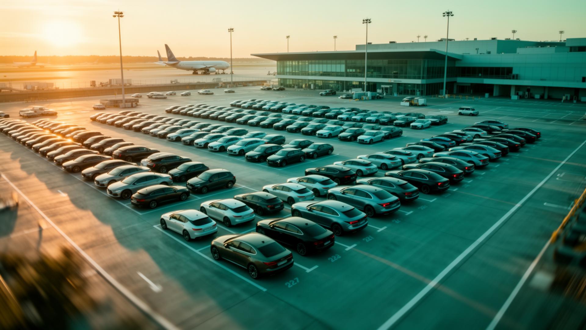 Airport parking area near a terminal